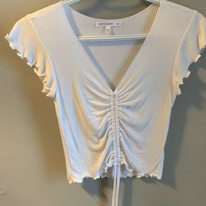 White front draw string tee